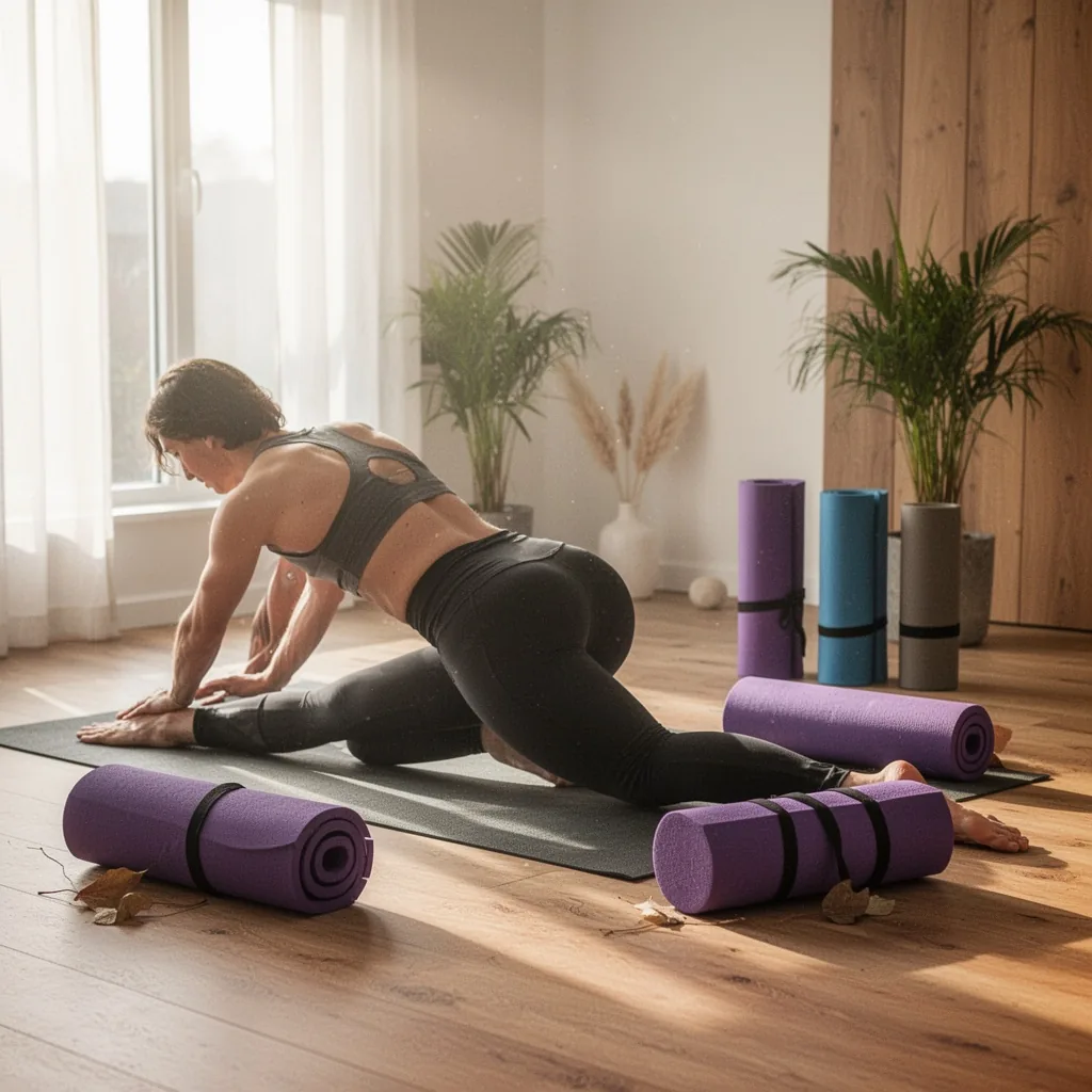 Personne assise au sol, une main sur le bas du dos, dans une posture d'étirement lombaire doux